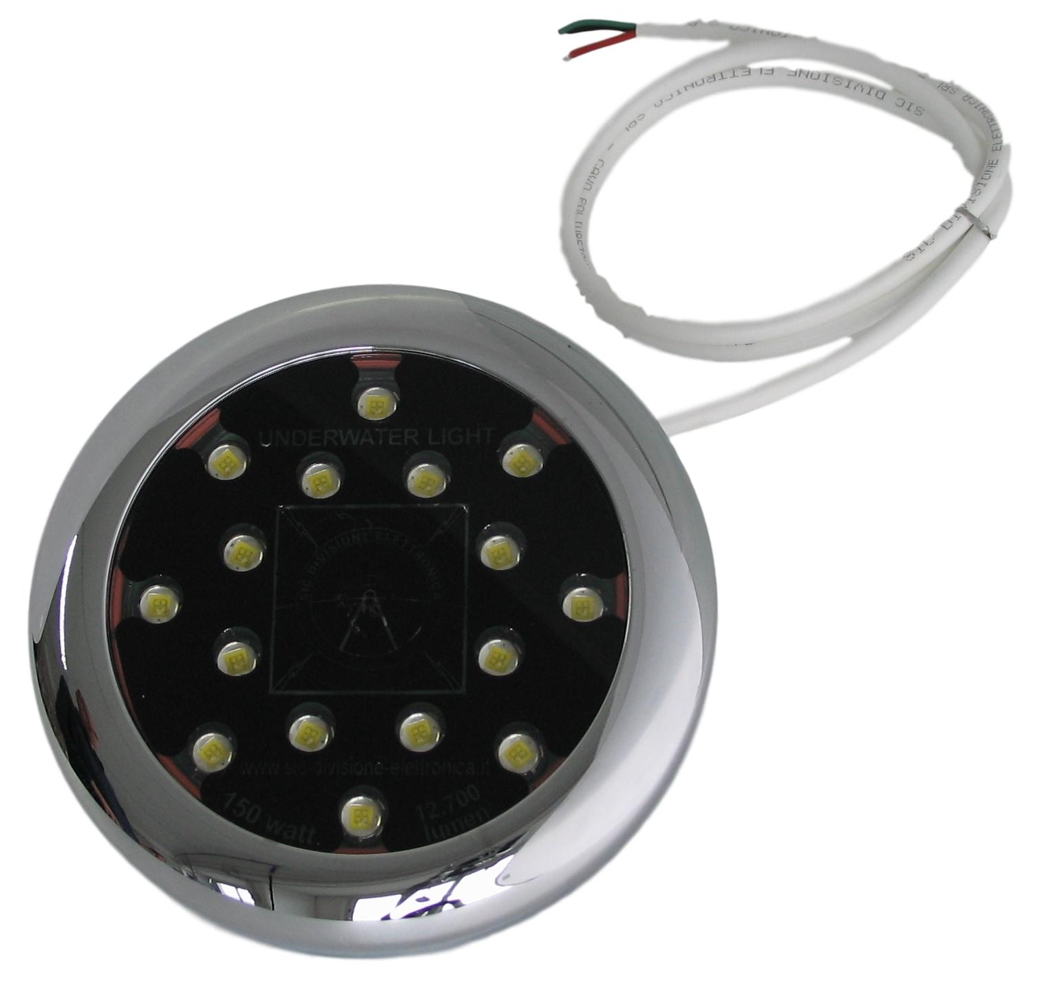 Underwater light for pools and docks 150W (22,500 lumens, color temperature 5000°K), thermal protection